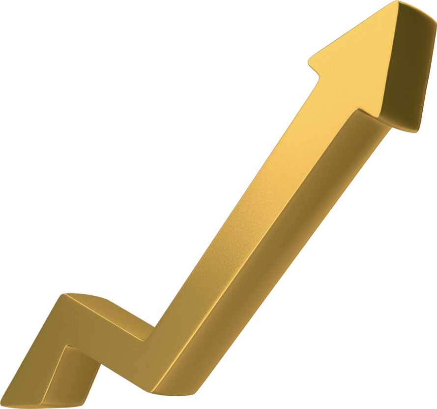 3D Stock Market Arrow Gold